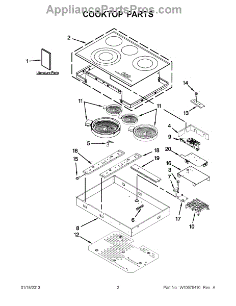 Parts for KitchenAid KECC607BBL01: Cooktop Parts - AppliancePartsPros.com