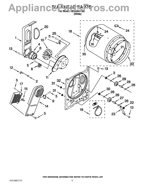 Parts for Roper RED4640YQ0: Bulkhead Parts - AppliancePartsPros.com