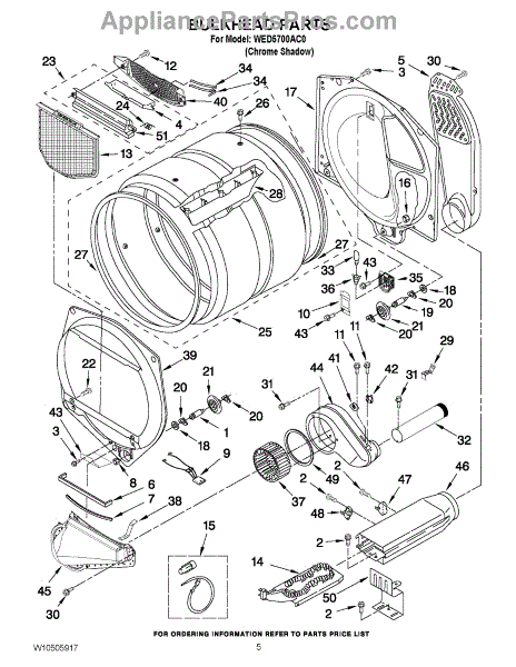 Parts for Whirlpool WED5700AC0: Bulkhead Parts - AppliancePartsPros.com