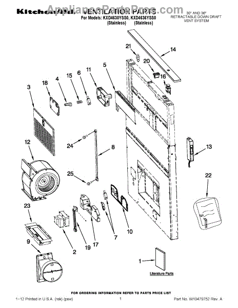 Parts for KitchenAid KXD4636YSS0: Ventilation Parts ...