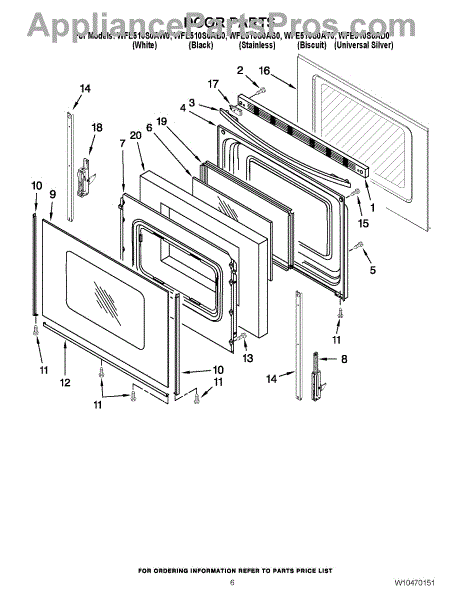 Parts for Whirlpool WFE510S0AS0: Door Parts - AppliancePartsPros.com