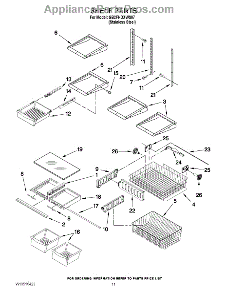 Parts for Whirlpool GB2FHDXWS07: Shelf Parts - AppliancePartsPros.com