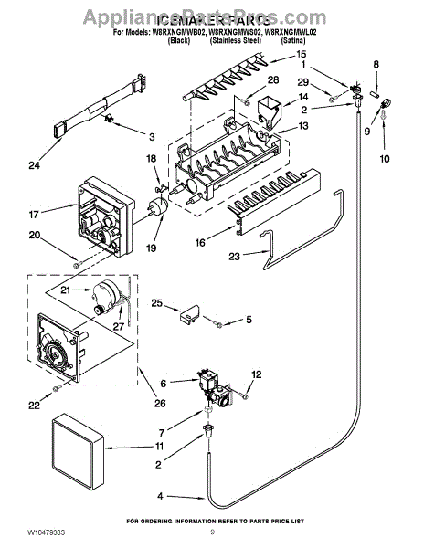 Parts for Whirlpool W8RXNGMWS02: Icemaker Parts - AppliancePartsPros.com