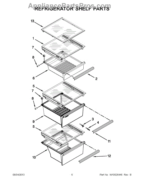 Parts for Whirlpool WRS526SIAH00: Refrigerator Shelf Parts ...