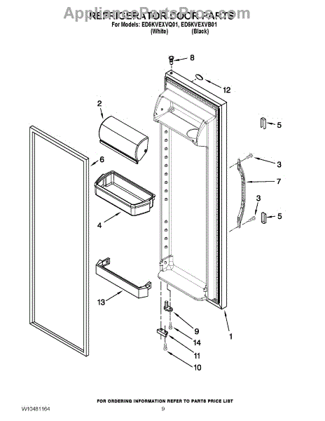 Parts for Whirlpool ED5KVEXVB01: Refrigerator Door Parts ...