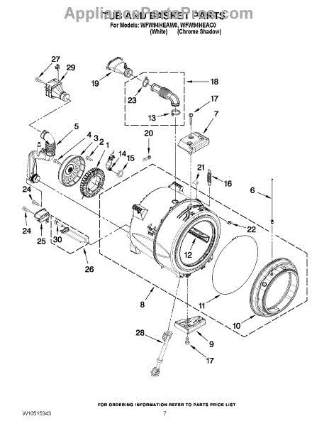 Parts for Whirlpool WFW94HEAW0: Tub and Basket Parts ...