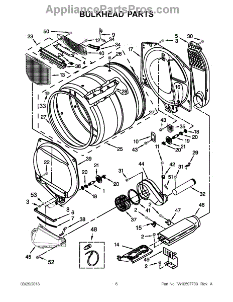 Parts for Whirlpool 3LWED5500YW2: Bulkhead Parts - AppliancePartsPros.com