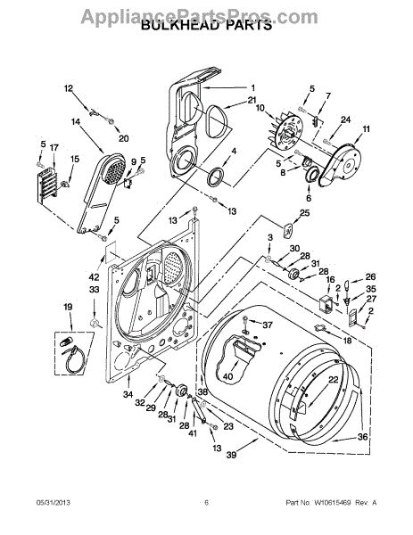 Parts for Whirlpool 7EWED1705YM1: Bulkhead Parts - AppliancePartsPros.com