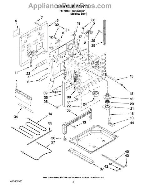 Parts For Whirlpool ISE630WS01: Chassis Parts - AppliancePartsPros.com