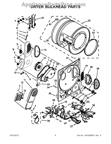 Parts for Whirlpool LTE5243DQB: Dryer Bulkhead Parts ...