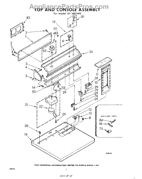 Parts for Whirlpool LFI5801W0: Top and Console Parts ...