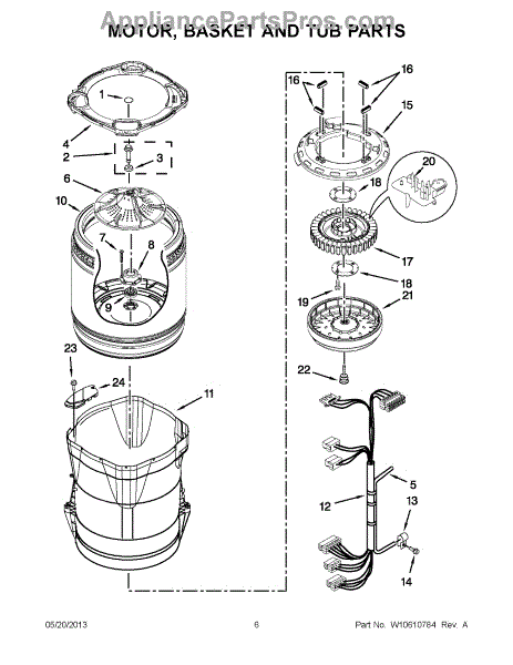 Parts for Whirlpool WTW8500BW0: Motor, Basket and Tub ...