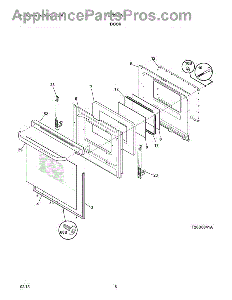 Parts for Frigidaire TEF351EWN: Door Parts - AppliancePartsPros.com