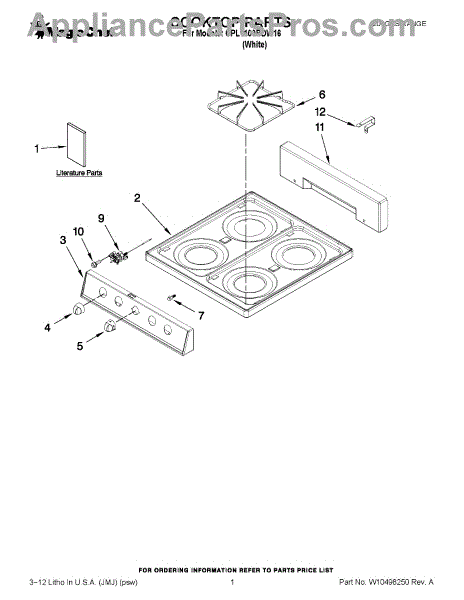 Parts for Maytag CPL1100BDW16: Cooktop Parts - AppliancePartsPros.com