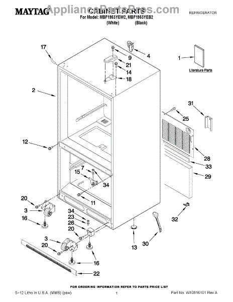 Parts for Maytag MBF1953YEB2: Cabinet Parts - AppliancePartsPros.com