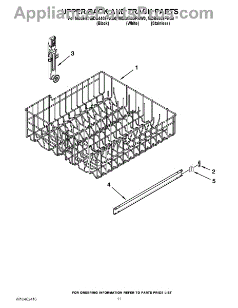 Parts for Maytag MDB4409PAS0: Upper Rack and Track Parts ...