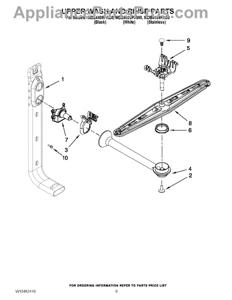 Parts for Maytag MDB4409PAW0: Upper Wash and Rinse Parts ...