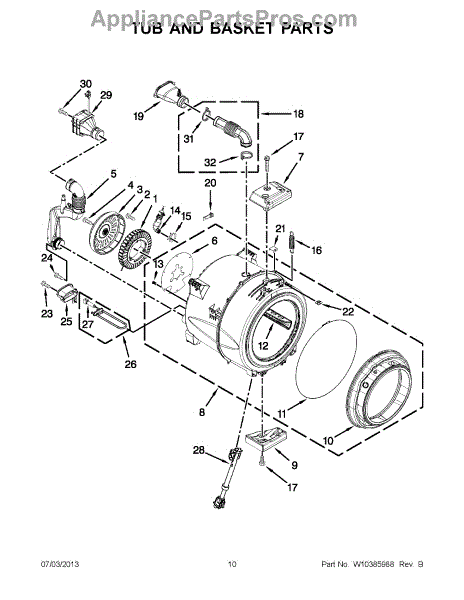 Parts for Maytag MHW6000XW1: Tub and Basket Parts - AppliancePartsPros.com