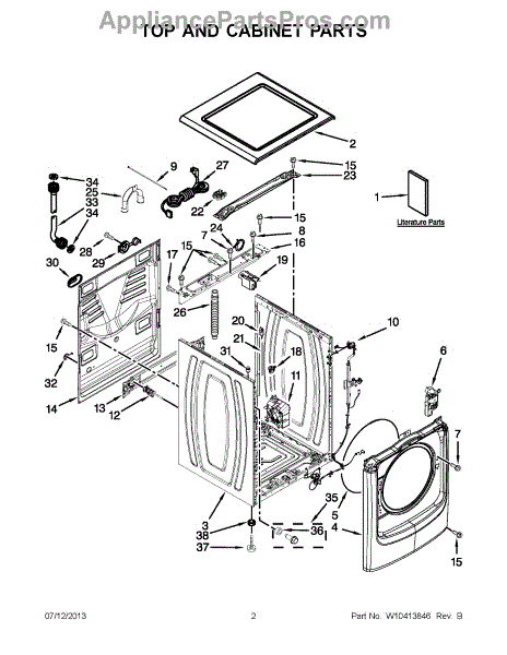 Parts for Maytag MHW6000XW2: Top and Cabinet Parts - AppliancePartsPros.com