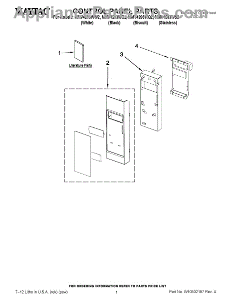 Parts for Maytag MMV4203WB2: Control Panel Parts - AppliancePartsPros.com