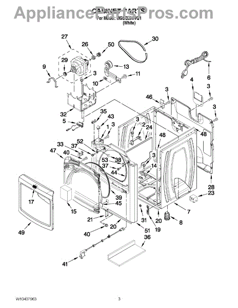 Parts for Maytag MGDB200VQ1: Cabinet Parts - AppliancePartsPros.com