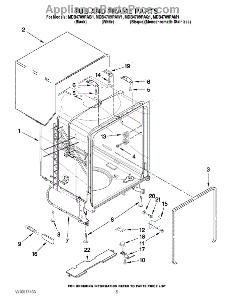 Parts for Maytag MDB4709PAM1: Tub and Frame Parts - AppliancePartsPros.com