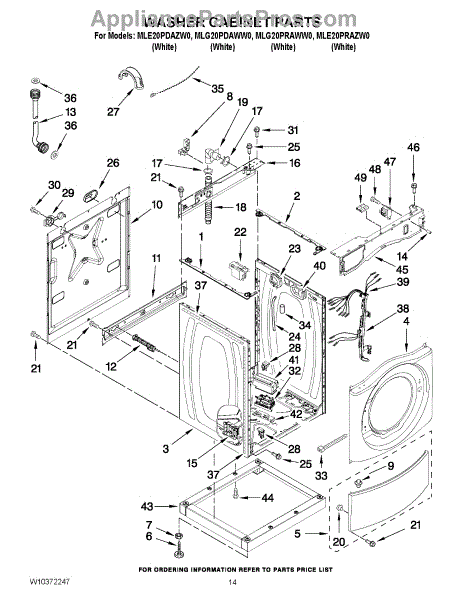 Parts for Maytag MLG20PDAWW0: Washer Cabinet Parts - AppliancePartsPros.com