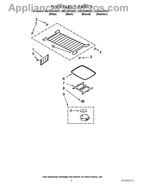 Parts for Maytag MMV5208WS1: Turntable Parts - AppliancePartsPros.com