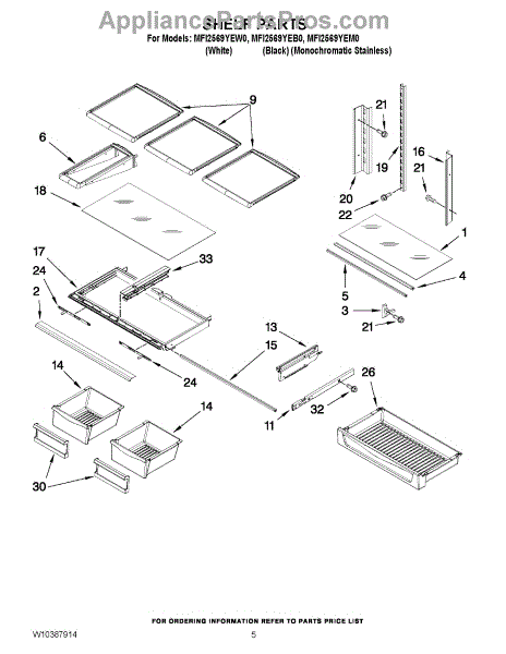 Parts for Maytag MFI2569YEM0: Shelf Parts - AppliancePartsPros.com