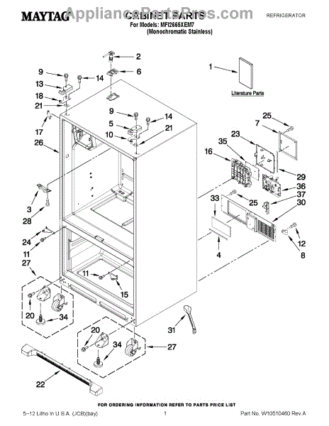 Parts for Maytag MFI2665XEM7: Cabinet Parts - AppliancePartsPros.com