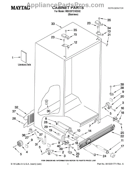 Parts for Maytag MSD2572VES02: Cabinet Parts - AppliancePartsPros.com