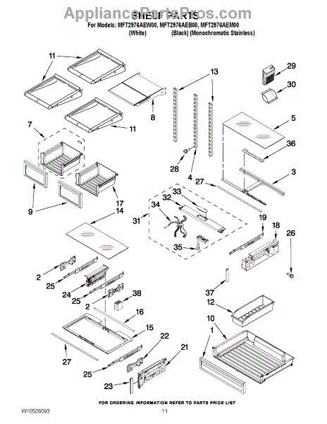 Parts for Maytag MFT2976AEM00: Shelf Parts - AppliancePartsPros.com