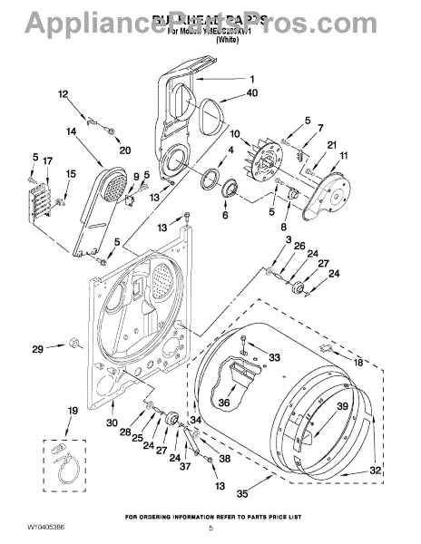 Parts for Maytag YMEDC200XW1: Bulkhead Parts - AppliancePartsPros.com