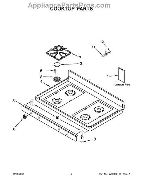 Parts for Amana AGR5630BDW1: Cooktop Parts - AppliancePartsPros.com