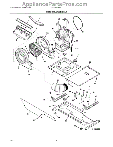 Parts For Electrolux Ffle2022mw2  Motor    Blower    Belt