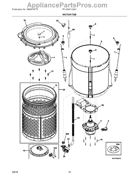 Parts For Electrolux Fflg3911qw1: Motor   Tub Parts 