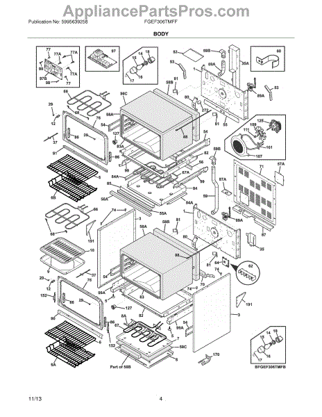 Parts For Frigidaire FGEF306TMFF: Body Parts - AppliancePartsPros.com