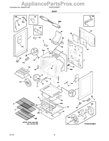 Parts For Frigidaire FGGF3032MFF: Body Parts - AppliancePartsPros.com