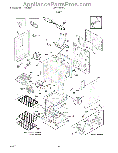 Parts for Electrolux LGGF3043KFV: Body Parts - AppliancePartsPros.com