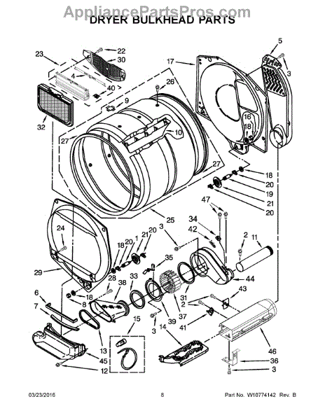 Parts for Whirlpool WET4027EW0: Dryer Bulkhead Parts ...