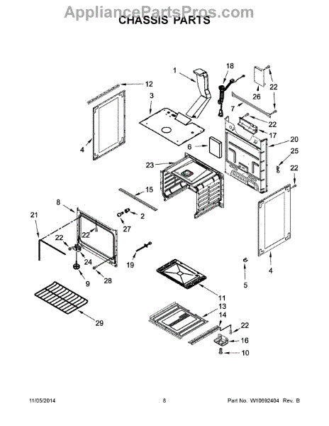 Parts for Whirlpool WFG505M0BS0: Chassis Parts - AppliancePartsPros.com