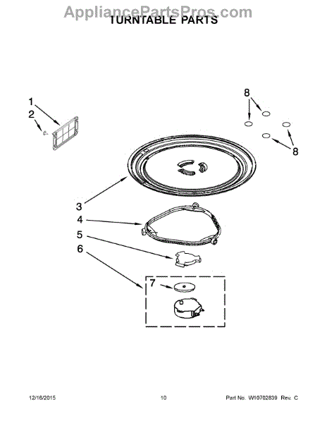 Parts for Whirlpool WMH31017AS2: Turntable Parts - AppliancePartsPros.com