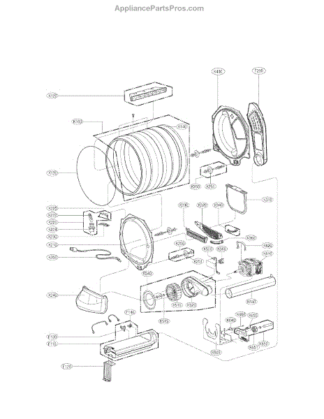 Parts for LG DLE1101W: Drum and Motor Assembly Parts