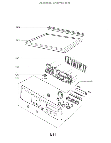 Parts for LG DLE2350W: Control Panel and Plate Assembly Parts