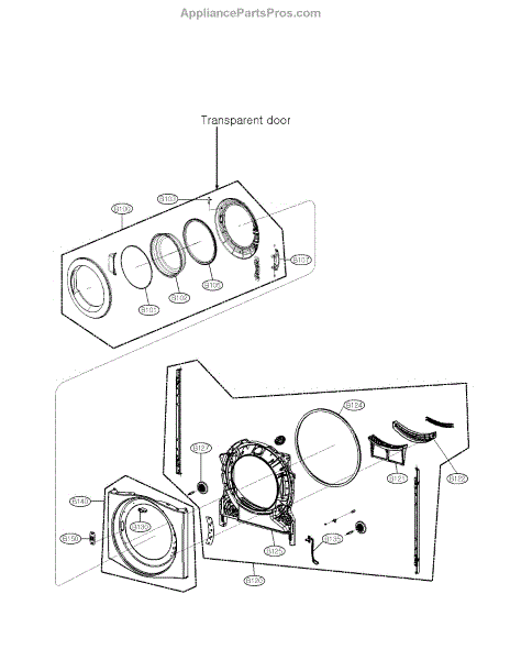 Parts for LG DLEC855W: Cabinet Cover and Door Assembly Parts