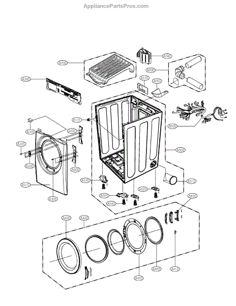 Parts for LG DLEX3360W: Cabinet and Door Assembly Parts