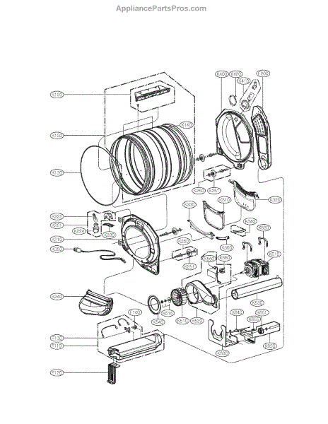 Parts for LG DLEX3875V: Drum and Motor Parts Assembly Parts