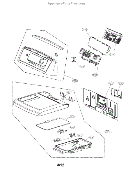 Parts for LG DLEX5170W: Control Panel and Plate Assembly Parts