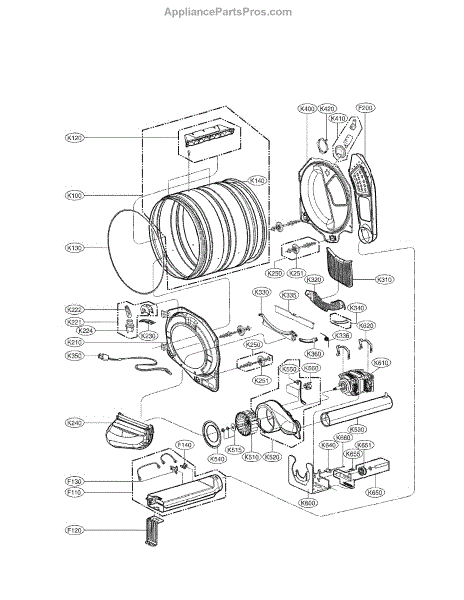 Parts for LG DLGX3071W: Drum and Motor Assembly Parts