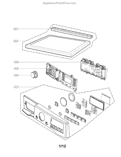 Parts for LG DLGX3471W: Control Panel and Plate Assembly Parts